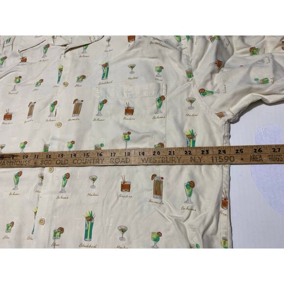 VTG Riscatto Cocktail Shirt Size L Beige Silk Short Sleeve Button-Up Mai Tai - Picture 6 of 9